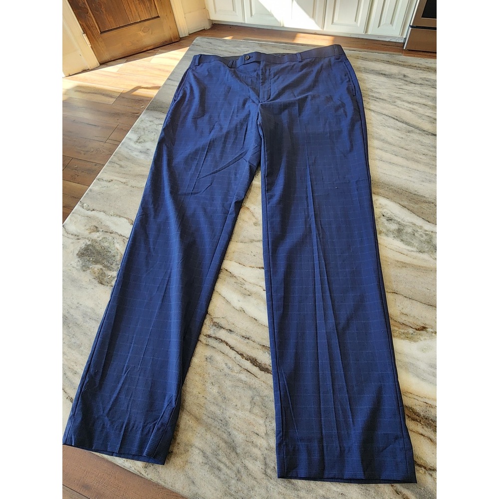 Lauren Ralph Lauren Mens Blue Plaid Dress Pants 40W x 32L Stretch Trousers